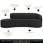 Sofá Curvo 02 Lugares 150cm Eron Braço Esquerdo Linho Preto A