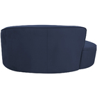 Sofá Curvo 02 Lugares 150cm Eron Braço Esquerdo Suede Azul -