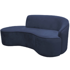 Sofá Curvo 02 Lugares 150cm Eron Braço Esquerdo Suede Azul -