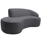 Sofá Curvo 02 Lugares 150cm Eron Braço Esquerdo Veludo Cinza