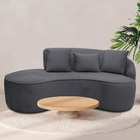 Sofá Curvo 02 Lugares 150cm Eron Braço Esquerdo Veludo Cinza