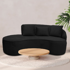 Sofá Curvo 02 Lugares 150cm Eron Braço Esquerdo Veludo Preto