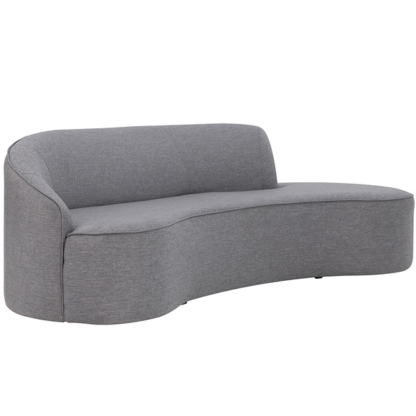 Sofá Curvo 03 Lugares 180cm Braço Direito Eron Linho Cinza Me