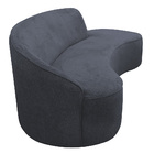 Sofá Curvo 03 Lugares 180cm Braço Direito Eron Poliéster Azul