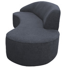 Sofá Curvo 03 Lugares 180cm Braço Direito Eron Poliéster Azul