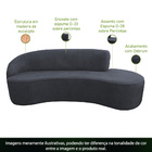 Sofá Curvo 03 Lugares 180cm Braço Direito Eron Poliéster Azul