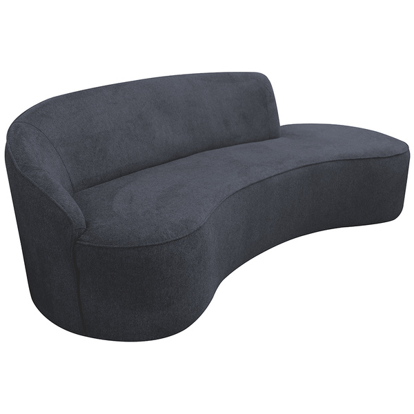 Sofá Curvo 03 Lugares 180cm Braço Direito Eron Poliéster Azul