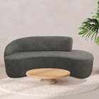 Sofá Curvo 03 Lugares 180cm Braço Direito Eron Poliéster Cinz