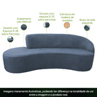 Sofá Curvo 03 Lugares 180cm Braço Esquerdo Eron Linho Azul -