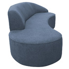 Sofá Curvo 03 Lugares 180cm Braço Esquerdo Eron Linho Azul -