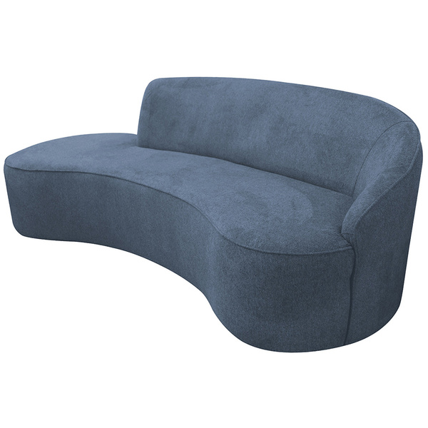 Sofá Curvo 03 Lugares 180cm Braço Esquerdo Eron Linho Azul -