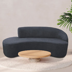 Sofá Curvo 03 Lugares 180cm Braço Esquerdo Eron Poliéster Azu