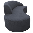 Sofá Curvo 03 Lugares 180cm Braço Esquerdo Eron Poliéster Azu