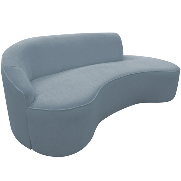 Sofá Curvo 03 Lugares 180cm Eron Braço Direito Bouclé Azul Cl