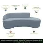 Sofá Curvo 03 Lugares 180cm Eron Braço Direito Bouclé Azul Cl