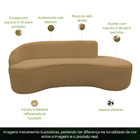 Sofá Curvo 03 Lugares 180cm Eron Braço Direito Bouclé Camel -