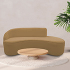 Sofá Curvo 03 Lugares 180cm Eron Braço Direito Bouclé Camel -