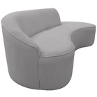 Sofá Curvo 03 Lugares 180cm Eron Braço Direito Bouclé Cinza C