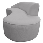 Sofá Curvo 03 Lugares 180cm Eron Braço Direito Bouclé Cinza C