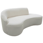 Sofá Curvo 03 Lugares 180cm Eron Braço Direito Bouclé Off Whi