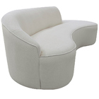 Sofá Curvo 03 Lugares 180cm Eron Braço Direito Bouclé Off Whi