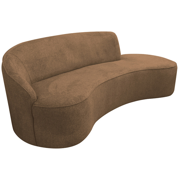 Sofá Curvo 03 Lugares 180cm Eron Braço Direito Linho Camel -