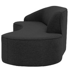 Sofá Curvo 03 Lugares 180cm Eron Braço Direito Linho Preto Ac