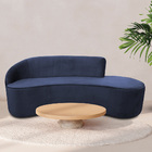 Sofá Curvo 03 Lugares 180cm Eron Braço Direito Suede Azul - N