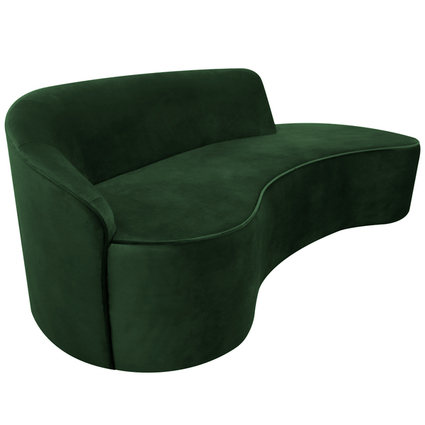 Sofá Curvo 03 Lugares 180cm Eron Braço Direito Suede Verde -