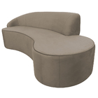 Sofá Curvo 03 Lugares 180cm Eron Braço Direito Veludo Bege -