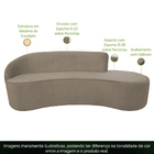 Sofá Curvo 03 Lugares 180cm Eron Braço Direito Veludo Bege -