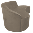 Sofá Curvo 03 Lugares 180cm Eron Braço Direito Veludo Bege -