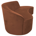 Sofá Curvo 03 Lugares 180cm Eron Braço Direito Veludo Camel -