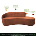 Sofá Curvo 03 Lugares 180cm Eron Braço Direito Veludo Camel -
