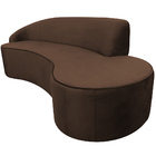 Sofá Curvo 03 Lugares 180cm Eron Braço Direito Veludo Marrom
