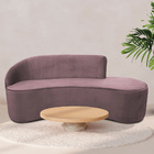 Sofá Curvo 03 Lugares 180cm Eron Braço Direito Veludo Rosê -