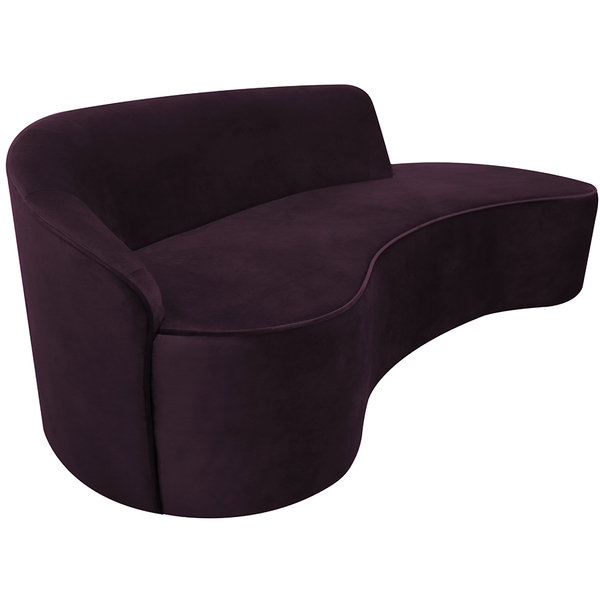 Sofá Curvo 03 Lugares 180cm Eron Braço Direito Veludo Roxo -