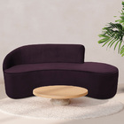 Sofá Curvo 03 Lugares 180cm Eron Braço Direito Veludo Roxo -