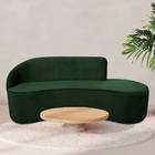Sofá Curvo 03 Lugares 180cm Eron Braço Direito Veludo Verde -