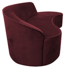 Sofá Curvo 03 Lugares 180cm Eron Braço Direito Veludo Vermelh