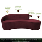 Sofá Curvo 03 Lugares 180cm Eron Braço Direito Veludo Vermelh