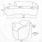 Sofá Curvo 03 Lugares 180cm Eron Braço Esquerdo Bouclé Off Wh