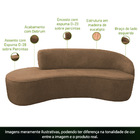 Sofá Curvo 03 Lugares 180cm Eron Braço Esquerdo Linho Camel -