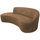 Sofá Curvo 03 Lugares 180cm Eron Braço Esquerdo Linho Camel -