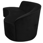 Sofá Curvo 03 Lugares 180cm Eron Braço Esquerdo Suede Preto -