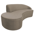 Sofá Curvo 03 Lugares 180cm Eron Braço Esquerdo Veludo Bege -