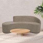 Sofá Curvo 03 Lugares 180cm Eron Braço Esquerdo Veludo Bege -