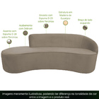 Sofá Curvo 03 Lugares 180cm Eron Braço Esquerdo Veludo Bege -