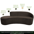 Sofá Curvo 03 Lugares 180cm Eron Braço Esquerdo Veludo Marrom