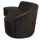 Sofá Curvo 03 Lugares 180cm Eron Braço Esquerdo Veludo Marrom